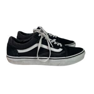 Vans Old Skool Classic Lace Up Low Top Suede Sneakers Black White Men's 10 Shoes